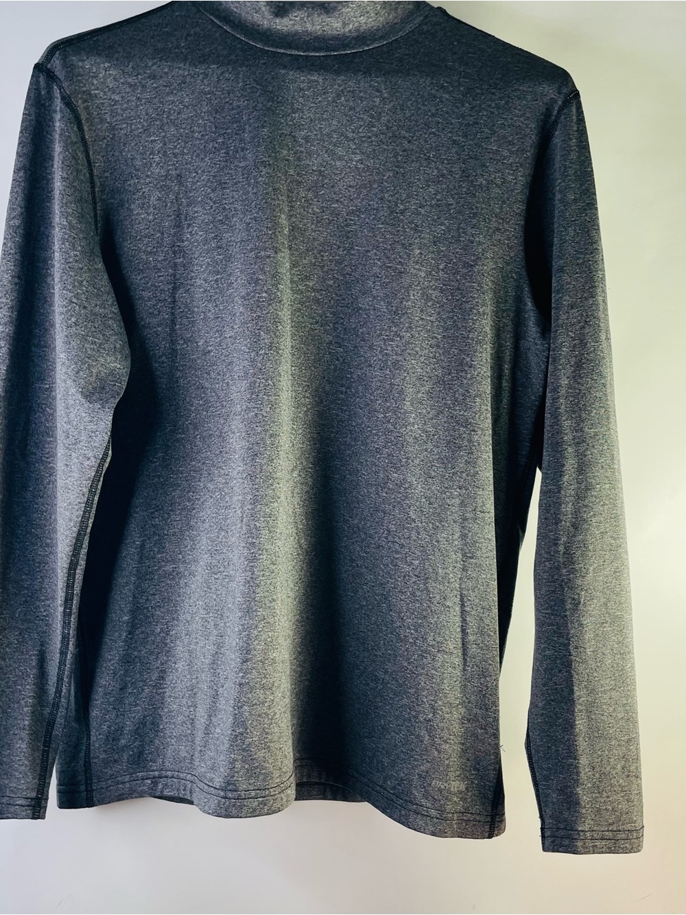 Men's Long-Sleeve Heather Charcoal Mock Neck Shirt Stretch Athletic Fabric Blend